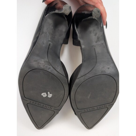 Nine West Alvaa Black Leather Pointed Toe Slip On Half D'Orsay Stiletto 7.5M - Picture 14 of 15
